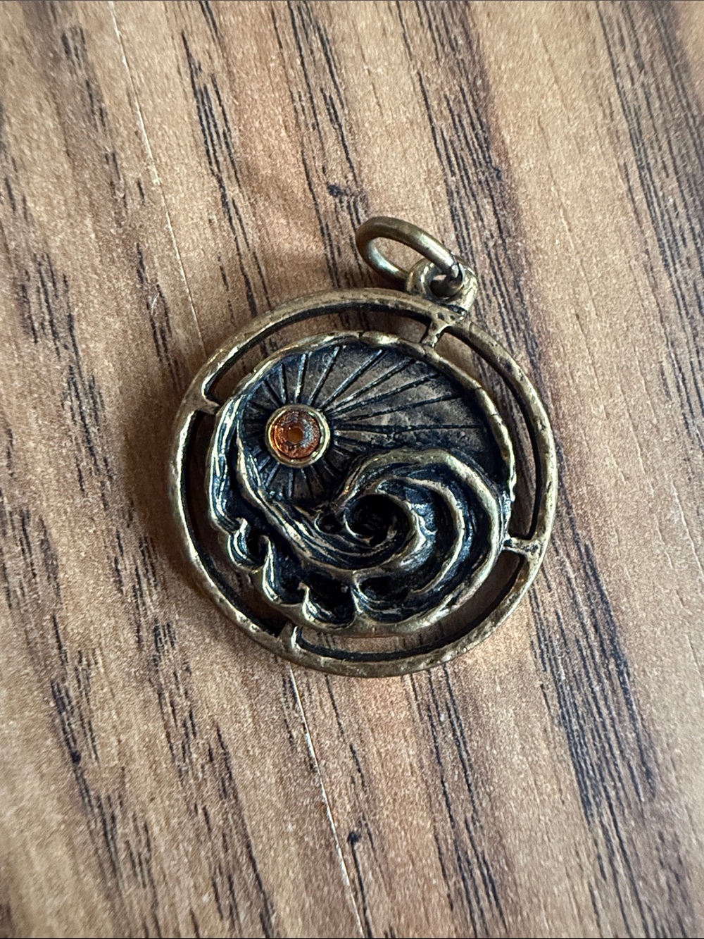RARE Air & Anchor Bronze Wave Pendant with Amber Accent